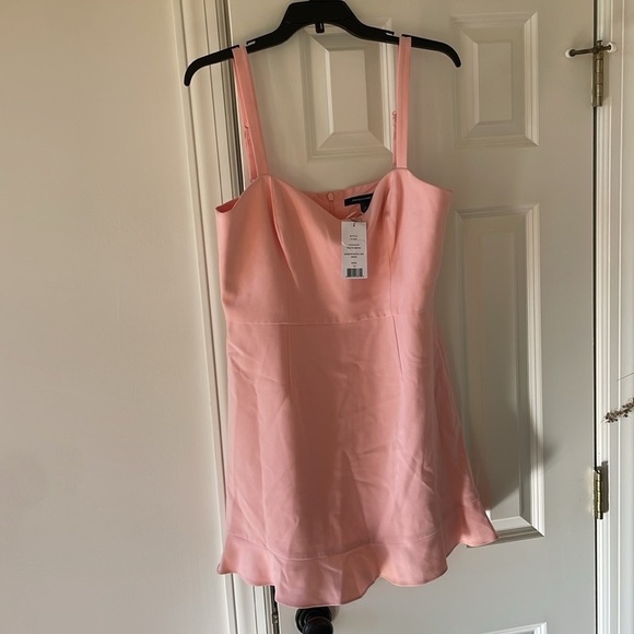 NWT French Connection Pink Whisper Ruffle Hem Mini Dress Adjustable Straps (12) - Picture 1 of 5